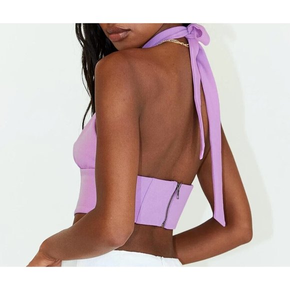 NWT Princess Polly AMIAS TOP PURPLE US Size 8 Women's - Picture 2 of 4